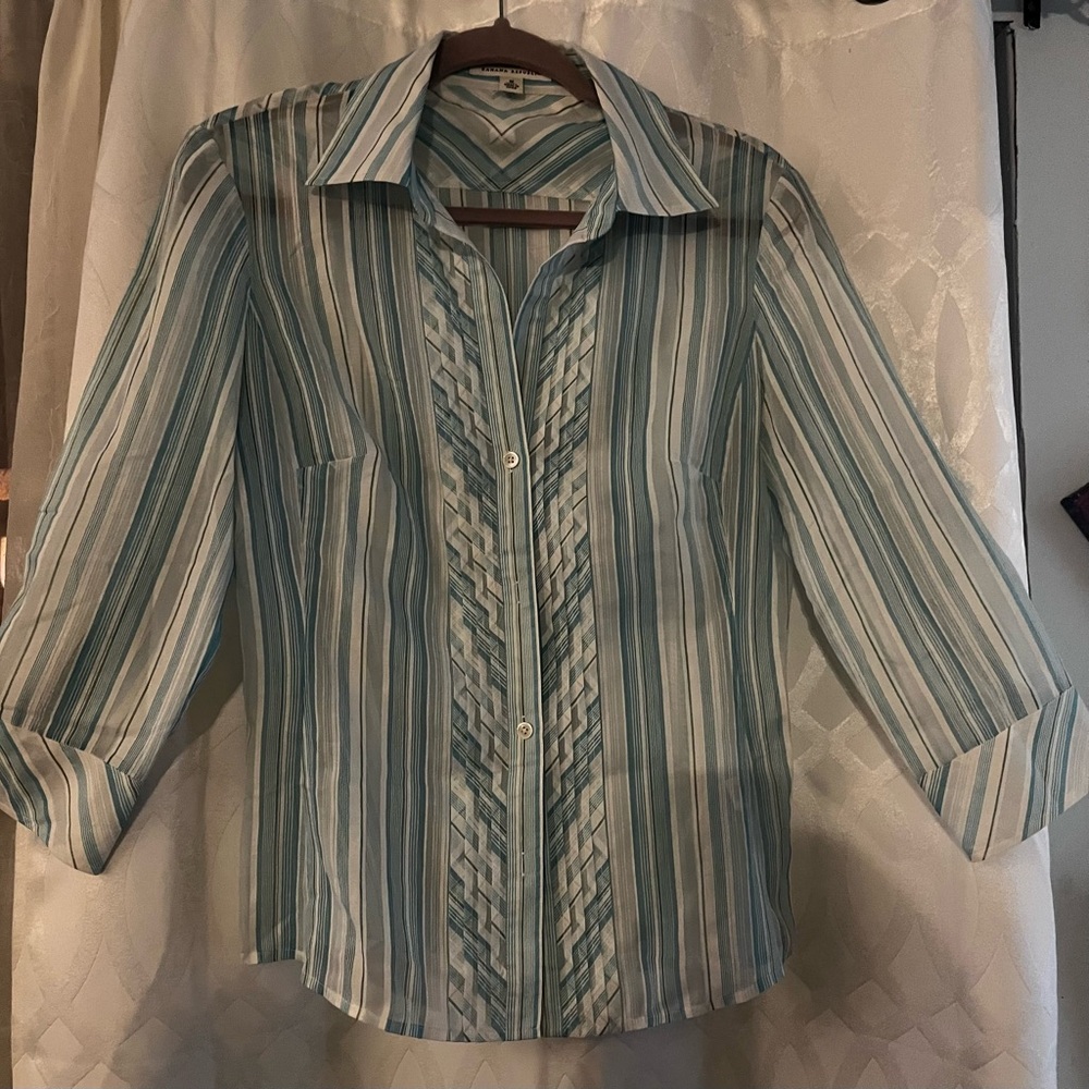 Banana Republic Long Sleeve Button Down Shirt Womens Medium Multicolor Pleated